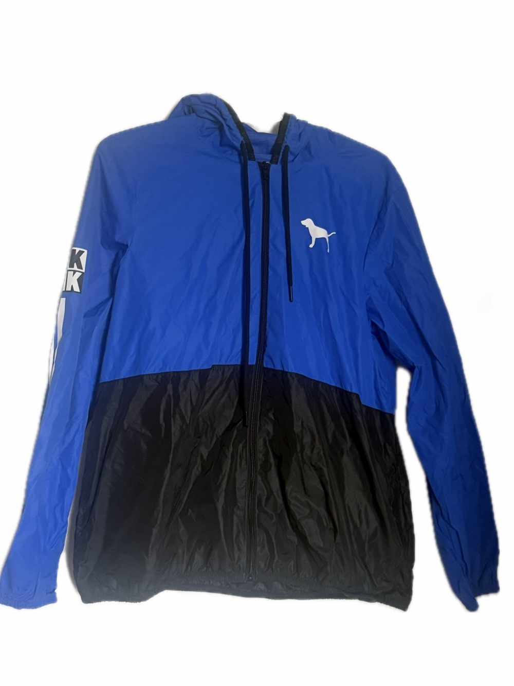 PINK Blue and Black Hooded Windbreaker Jacket